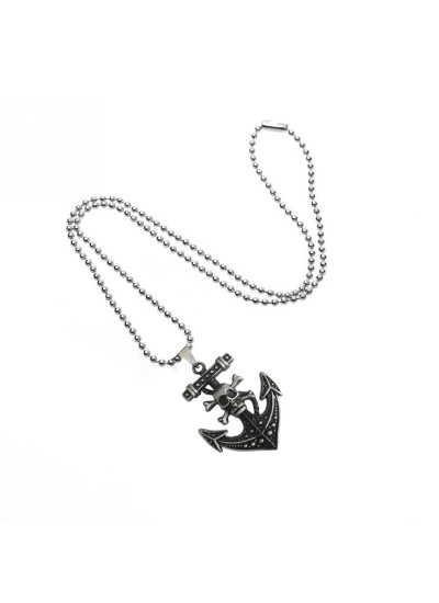 Skull Anchor Silver Metal Pendant